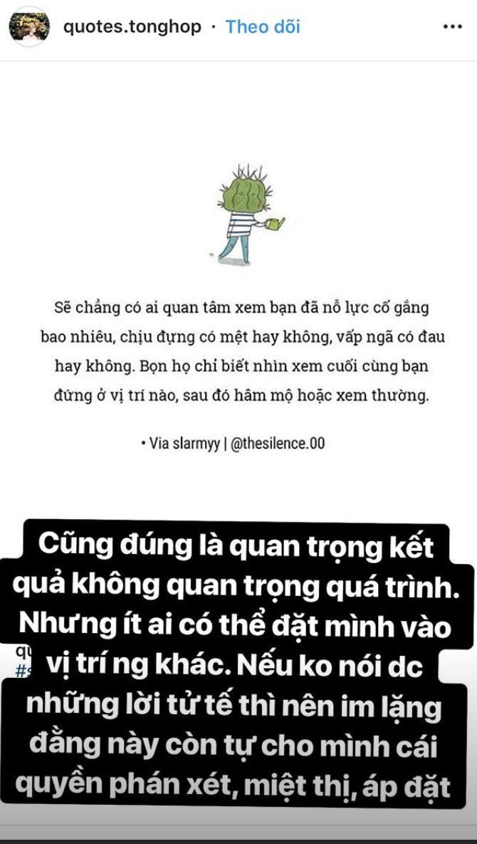 Bạn g&aacute;i Quang Hải viết story si&ecirc;u gắt: Nếu kh&ocirc;ng n&oacute;i được lời tử tế th&igrave; n&ecirc;n im lặng - Ảnh 2.