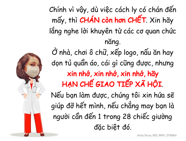 Chia sẻ của vị b&aacute;c sĩ người Mỹ về tầm quan trọng của c&aacute;ch ly x&atilde; hội trong m&ugrave;a dịch Covid-19: D&ugrave; việc c&aacute;ch ly c&oacute; ch&aacute;n đến mấy th&igrave; ch&aacute;n c&ograve;n hơn chết - Ảnh 14.